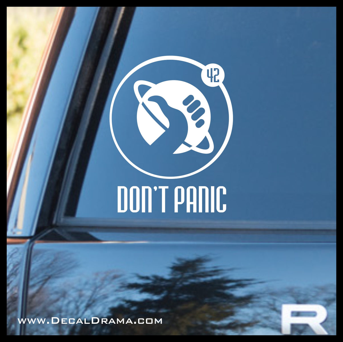  Hitchhiker's Guide to The Galaxy Don't Panic Black Decal Vinyl  Sticker, Cars Trucks Vans Walls Laptop, Black, 5.5 x 4 in