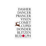 Dasher Dancer Prancer Vixen Comet Cupid Donder Blitzen Rudolph, Stickers, Die-Cut