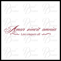 Amor Vincit Omnia, LOVE Conquers All, Latin Romantic quote with embellishments Vinyl Wall Decal
