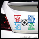 Avatar Element symbol SET, The Last Airbender-inspired Vinyl Car/Laptop Decals