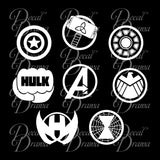 Avengers emblems SET, Marvel Comics-inspired Vinyl Car/Laptop Decal