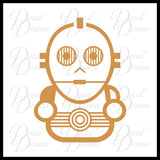 Baby Droid C3PO Chibi, Star Wars-Inspired Fan Art Vinyl Decal