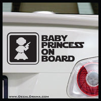 Baby Princess on Board, Star Wars-Inspired Fan Art Vinyl Decal