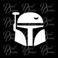 Boba Fett Helmet, Star Wars-Inspired Fan Art Vinyl Decal