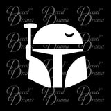 Boba Fett Helmet, Star Wars-Inspired Fan Art Vinyl Decal