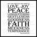 But the Fruit of the Spirit is Love Joy Long-suffering Gentleness Goodness Faith Meekness Temperance Galatians Bible New Testament Scripture Verse Vinyl Wall Decal