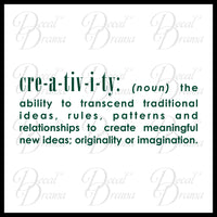Creativity (noun) definition Vinyl Wall Decal