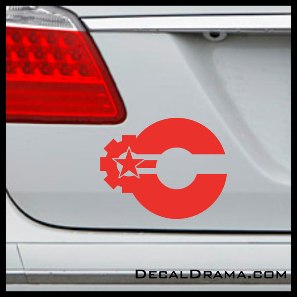 Cyborg Star Gear emblem, DC Comics-inspired Justice League Fan Art Vinyl Car/Laptop Decal
