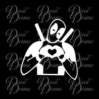 Deadpool Heart Hands, Marvel Comics-Inspired Anti-Hero Fan Art Vinyl Car/Laptop Decal