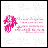 Dearest Daughter, Joy Shall be Yours, Aslan, Narnia, CS Lewis Vinyl Wall Decal