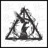 Death Awaits, vinyl decal inspired by The Tales of Beedle the Bard by JK Rowling