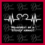 Heartbeat of a Disney Addict! Disney-inspired Fan Art Vinyl Car/Laptop Decal