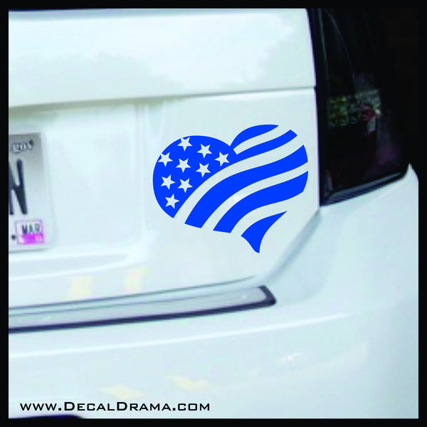 United States Flag Heart vinyl car/laptop decal