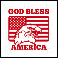 God Bless America with United States Flag vinyl car/laptop decal
