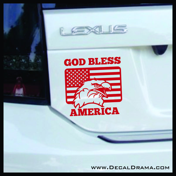 God Bless America with United States Flag vinyl car/laptop decal