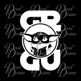 Grogu Stacked Name, The Child Baby Yoda, Mandalorian-Inspired Fan Art Vinyl Decal