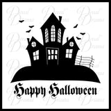 Haunted House Happy Halloween Vinyl Wall Decal