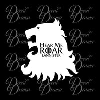 Hear Me Roar Lannister Lion GoT Game of Thrones-inspired Vinyl Car/Laptop Decal
