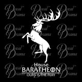 House Baratheon Stag Ours is the Fury GoT Game of Thrones-inspired Vinyl Car/Laptop Decal