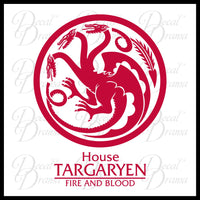 House Targaryen Dragon Fire and Blood GoT Game of Thrones-inspired Vinyl Car/Laptop Decal