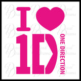 I Love 1D I HEART One Direction-inspired Fan Art Vinyl Wall Decal