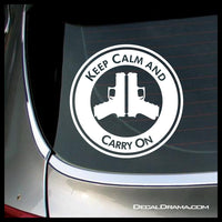 Keep Calm and Carry On, with handgun Peace Sign, 2nd Amendment Vinyl Decal