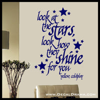 Look at the Stars, Look how they Shine for You, Coldplay, Yellow lyrics Vinyl Wall Decal