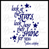 Look at the Stars, Look how they Shine for You, Coldplay, Yellow lyrics Vinyl Wall Decal