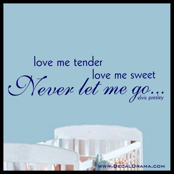 Love Me TENDER, Love Me Sweet, NEVER Let Me Go, Elvis Presley Lyrics Vinyl Wall Decal