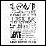 LOVE Is Patient, LOVE Is KIND, Inspired By 1 Corinthians 13:4-8, Bible New Testament Scripture Verse Vinyl Wall Decal