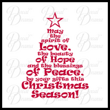May the Spirit of Love the Beauty of Hope and the Blessings of Peace Christmas Tree Vinyl Wall Decal