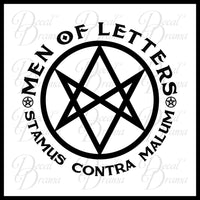 Men of Letters Stamus Contra Malum emblem, TVs Supernatural-inspired Fan Art, vinyl car/laptop decal