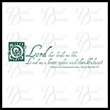 O Lord that Lends Me Life Lend Me a Heart Replete Thankfulness, Shakespeare Vinyl Wall Decal