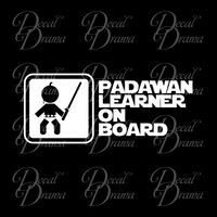 Padawan Learner on Board, Star Wars-Inspired Fan Art Vinyl Wall Decal