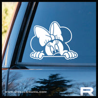 Peeking Minnie Mouse, Disney-inspired Fan Art Vinyl Car/Laptop Decal