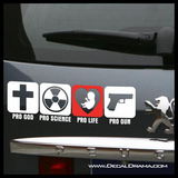 Pro God Pro Science Pro Life Pro Gun car decal, 2nd Amendment Vinyl Decal