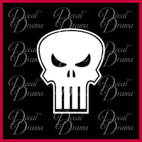 Punisher Skull, Marvel Comics-Inspired Anti-Hero Fan Art Vinyl Car/Laptop Decal