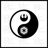 Rebel Alliance Galactic Empire Yin Yang, Star Wars-Inspired Fan Art Vinyl Wall Decal