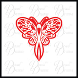 Awareness Ribbon Butterfly Lace Vinyl Car/Laptop Decal