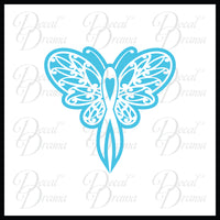 Awareness Ribbon Butterfly Lace Vinyl Car/Laptop Decal