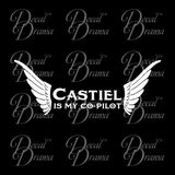 Castiel is My Co-Pilot sticker, TVs Supernatural-inspired Fan Art, Vinyl Car/Laptop Decal