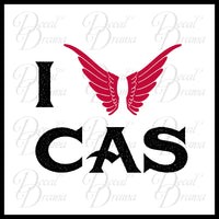 I Love CAS with wings heart, TVs Supernatural-inspired Fan Art, Vinyl Car/Laptop Decal