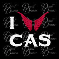 I Love CAS with wings heart, TVs Supernatural-inspired Fan Art, Vinyl Car/Laptop Decal