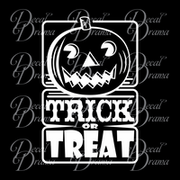 Trick or Treat, Jack-O'Lantern Pumpkin Halloween Vinyl Decal