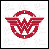 Wonder Woman Stars emblem, DC Comics-inspired Justice League Fan Art Vinyl Car/Laptop Decal
