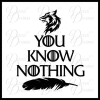 You Know Nothing, Direwolf, Wolf, Crow Feather, GoT Game of Thrones-inspired, Vinyl Wall Decal